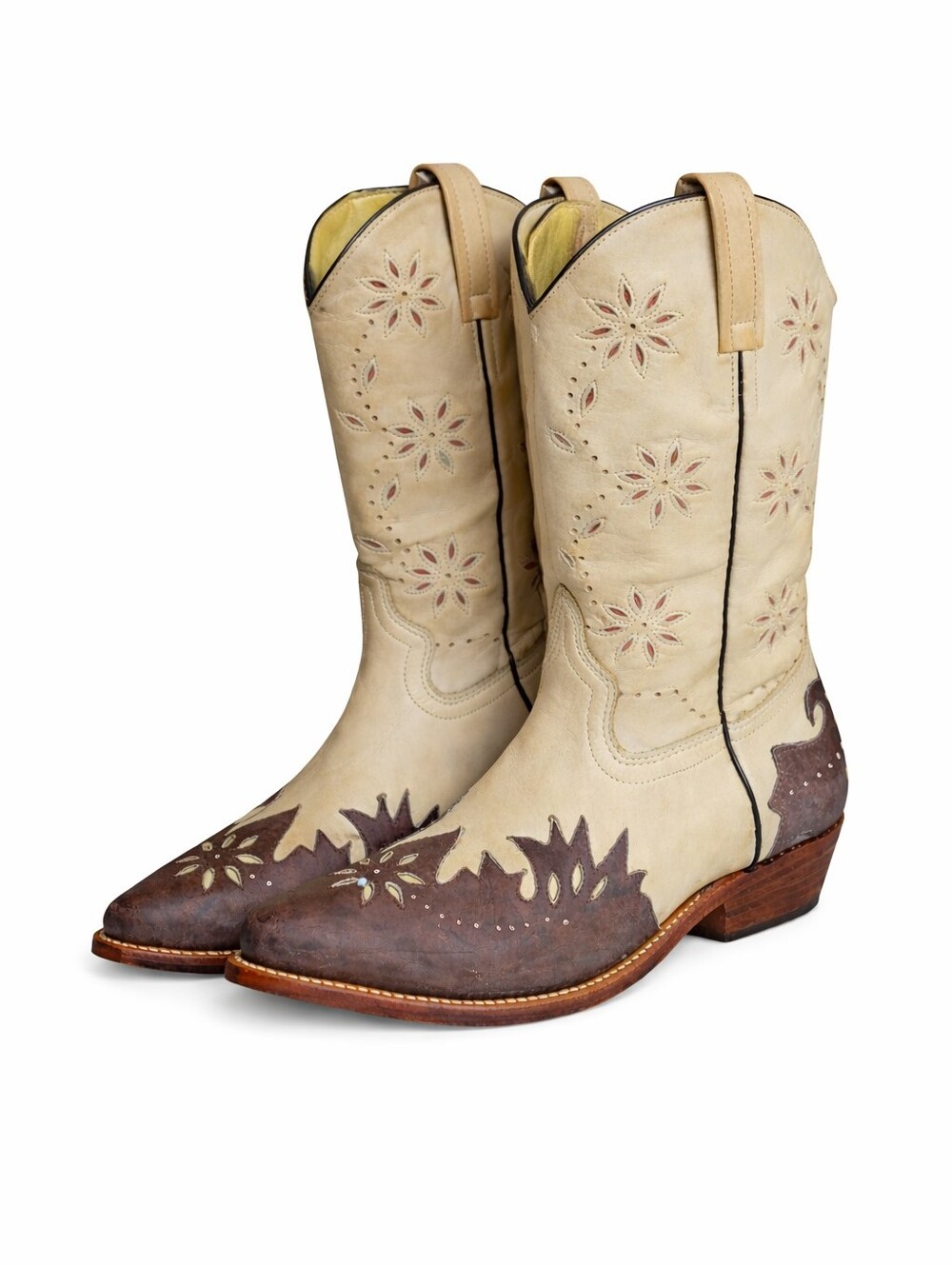 Loblan Handcrafted Western Boots  Floral Cutout Leather Cowgirl Snip Toe 7